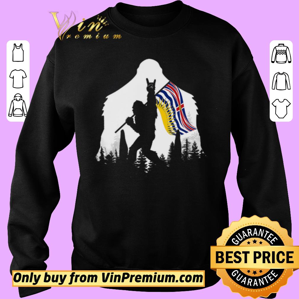 Funny Bigfoot Rock And Roll British Columbia Flag In The Forest shirt