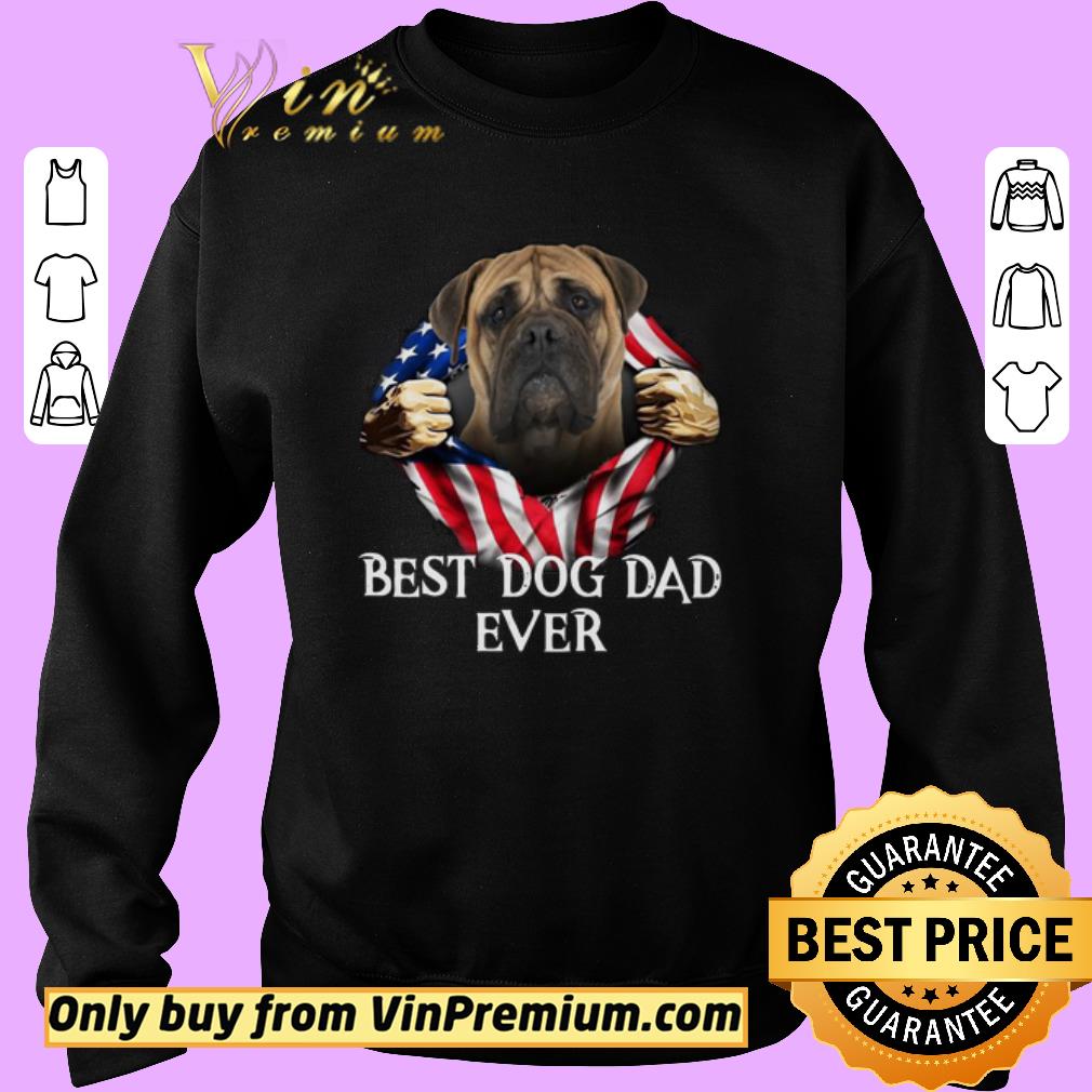 Funny Blood Inside Me Bullmastiff Dog American Flag Best Dog Dad Ever shirt