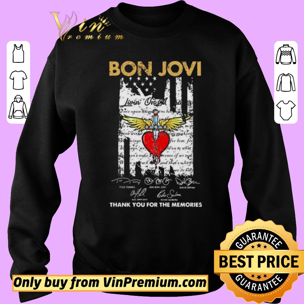 Official Bon jovi thank you for the memories signatures american flag independence day shirt