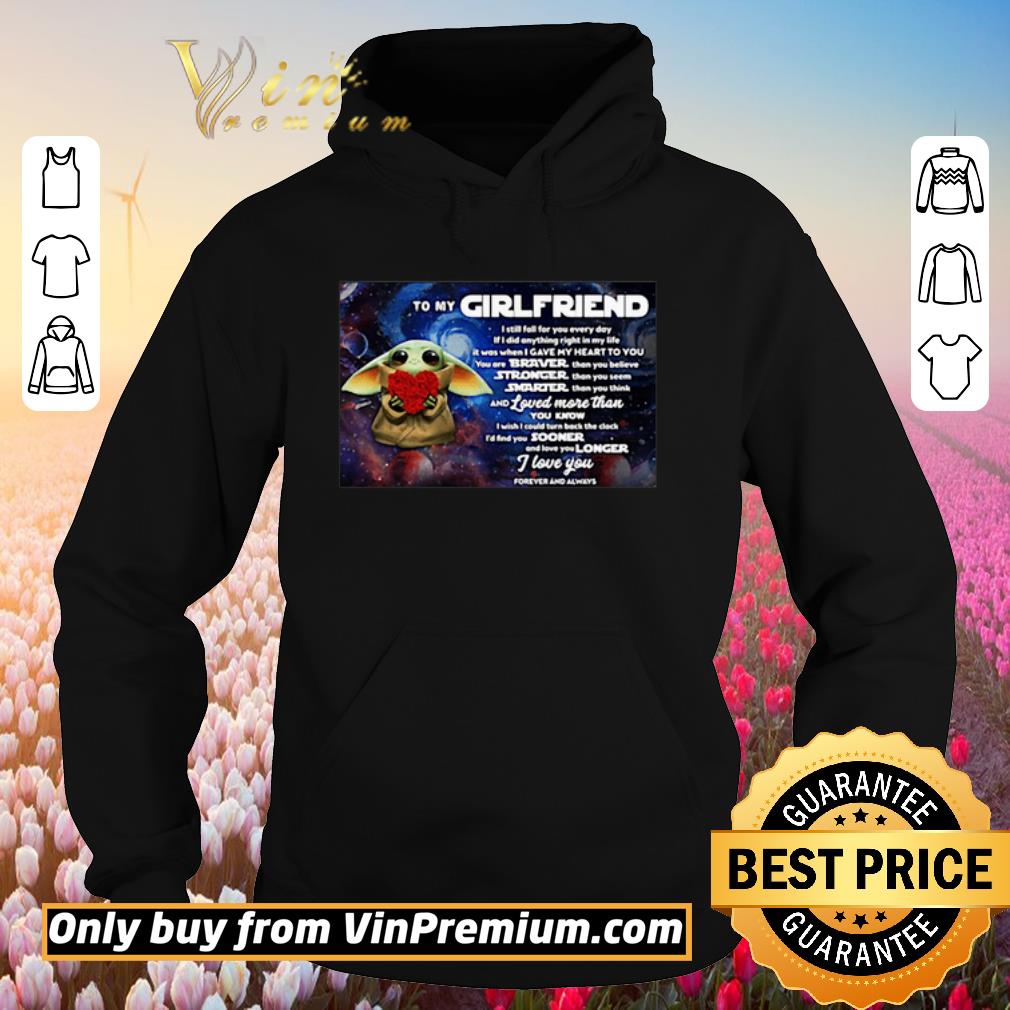 Funny Star wars baby yoda hug heart to my girlfriend I love you shirt