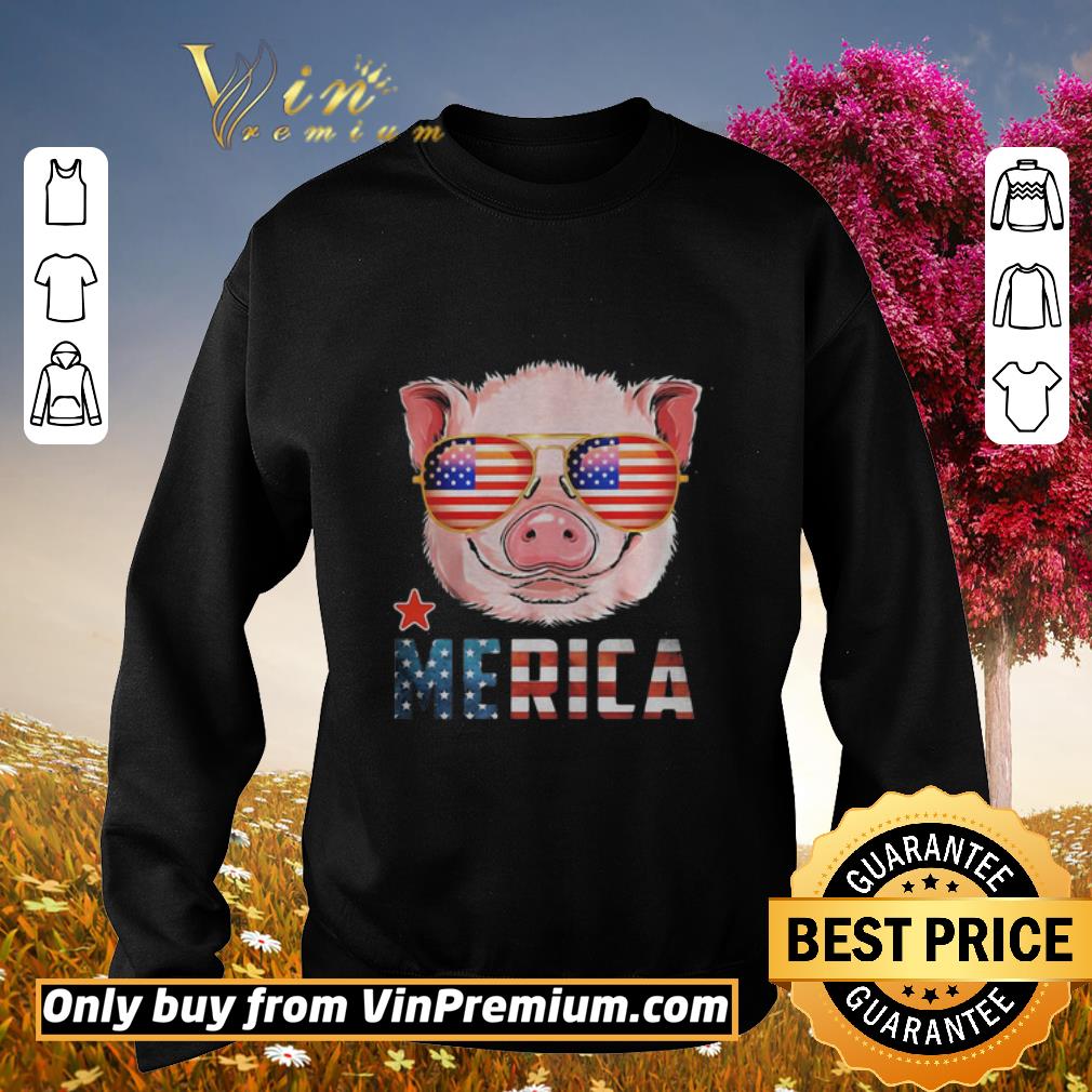 Funny Pig Cute Merica American Flag Star shirt