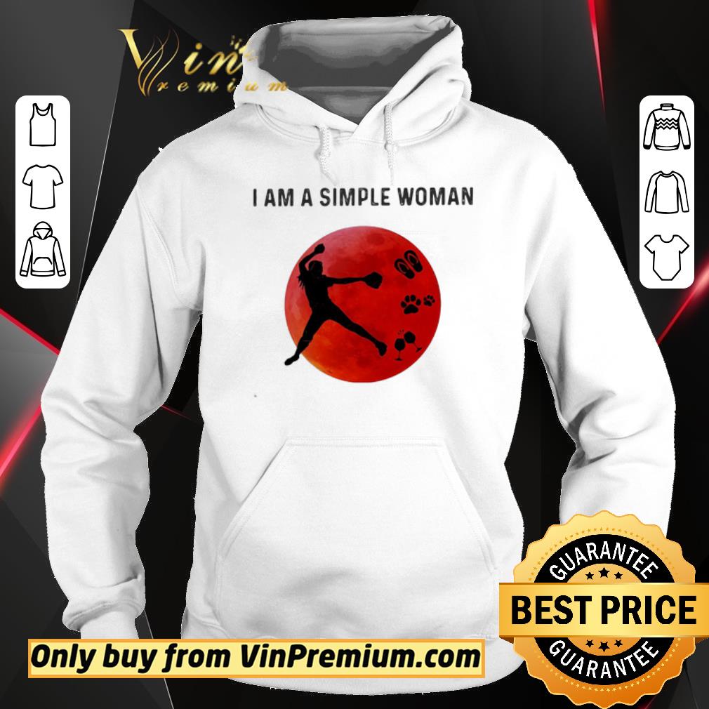 Official I am a simple woman baseball paw wine shirt