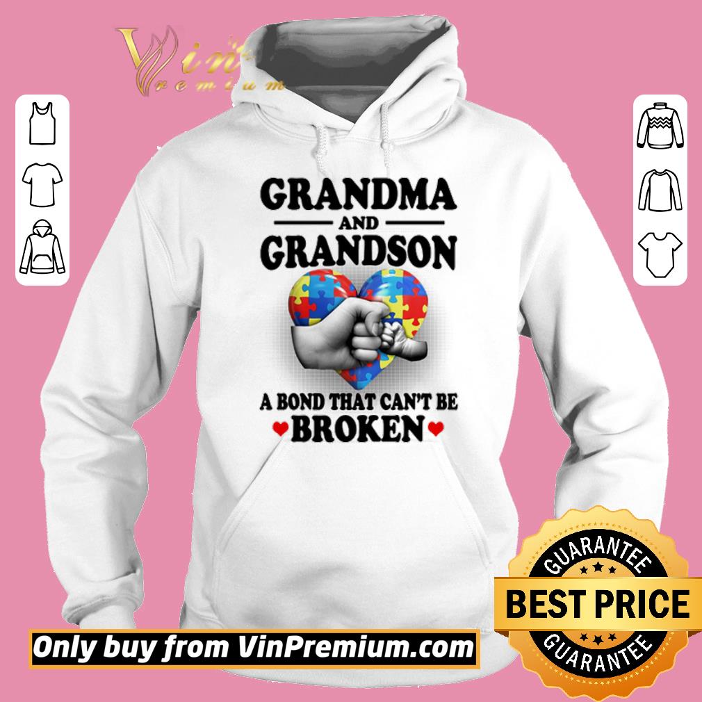 Pretty Grandma and Grandson a bond that can’t be broken Autism shirt