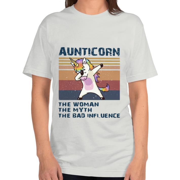 Hot Vintage Unicorn Dabbing Aunticorn The Woman The Myth The Bad Influence shirt 3