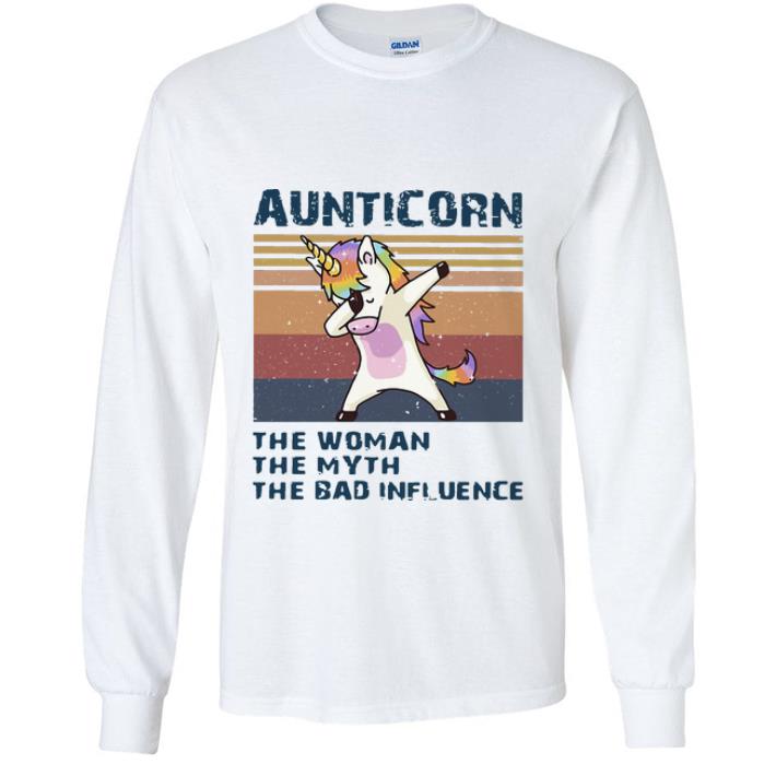Hot Vintage Unicorn Dabbing Aunticorn The Woman The Myth The Bad Influence shirt
