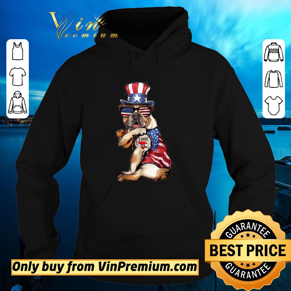 Premium Uncle Sam Bulldog tattoo I love US happy the 4th of July shirt
