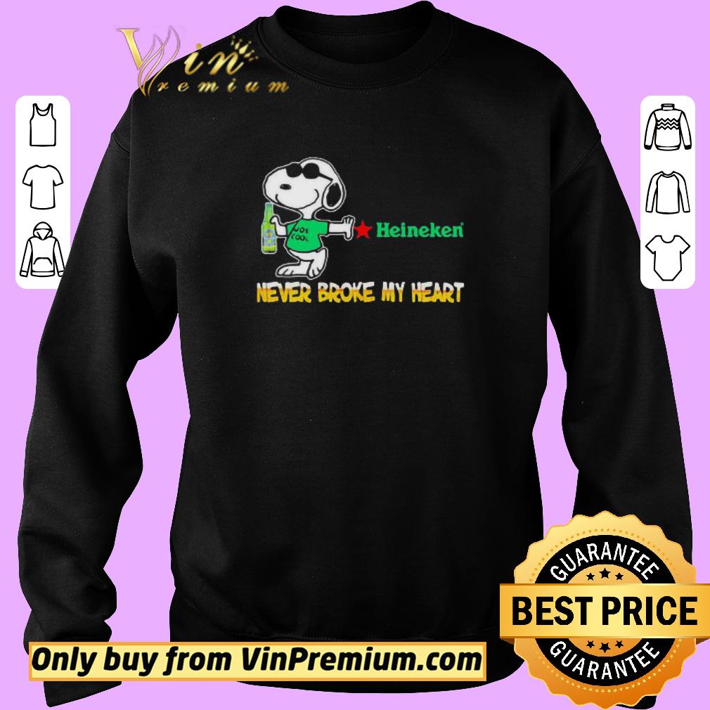 Official Snoopy Hug Heineken Beer Never Broke My Heart shirt