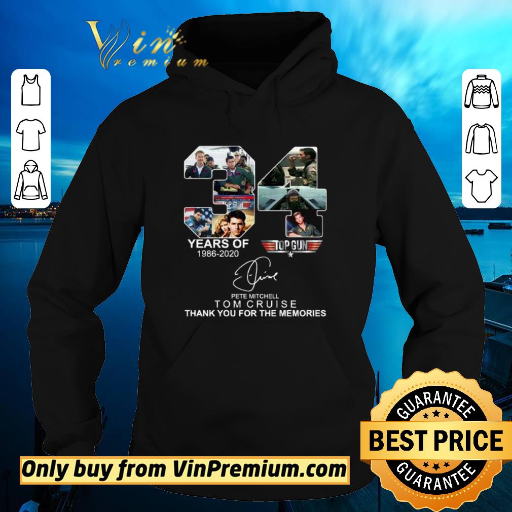 Funny 34 years of Top Guns 1986 2020 Pete Mitchell Tom Cruise thank you shirt 5 Funny 34 years of Top Guns 1986 2020 Pete Mitchell Tom Cruise thank you shirt