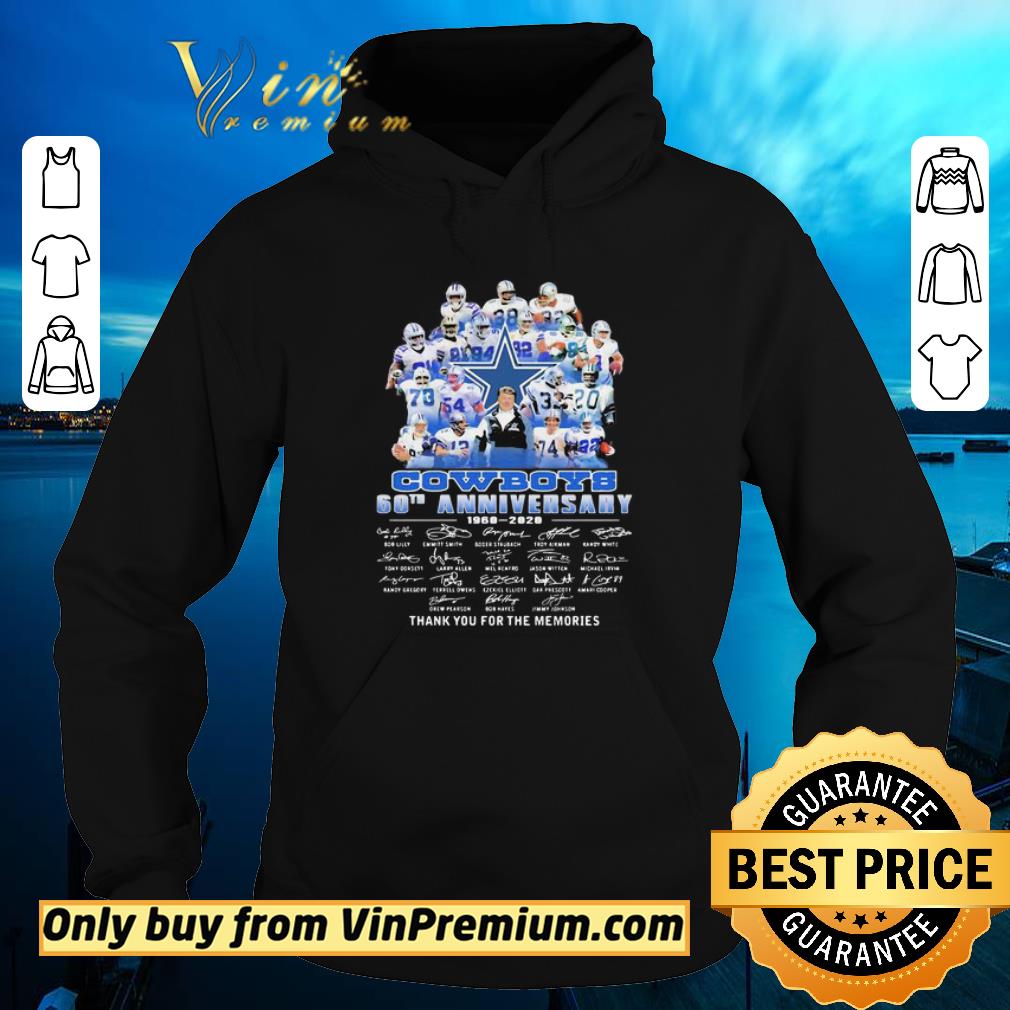 Official Dallas cowboys football 60th anniversary 1960 2020 thank you for the memories signatures shirt