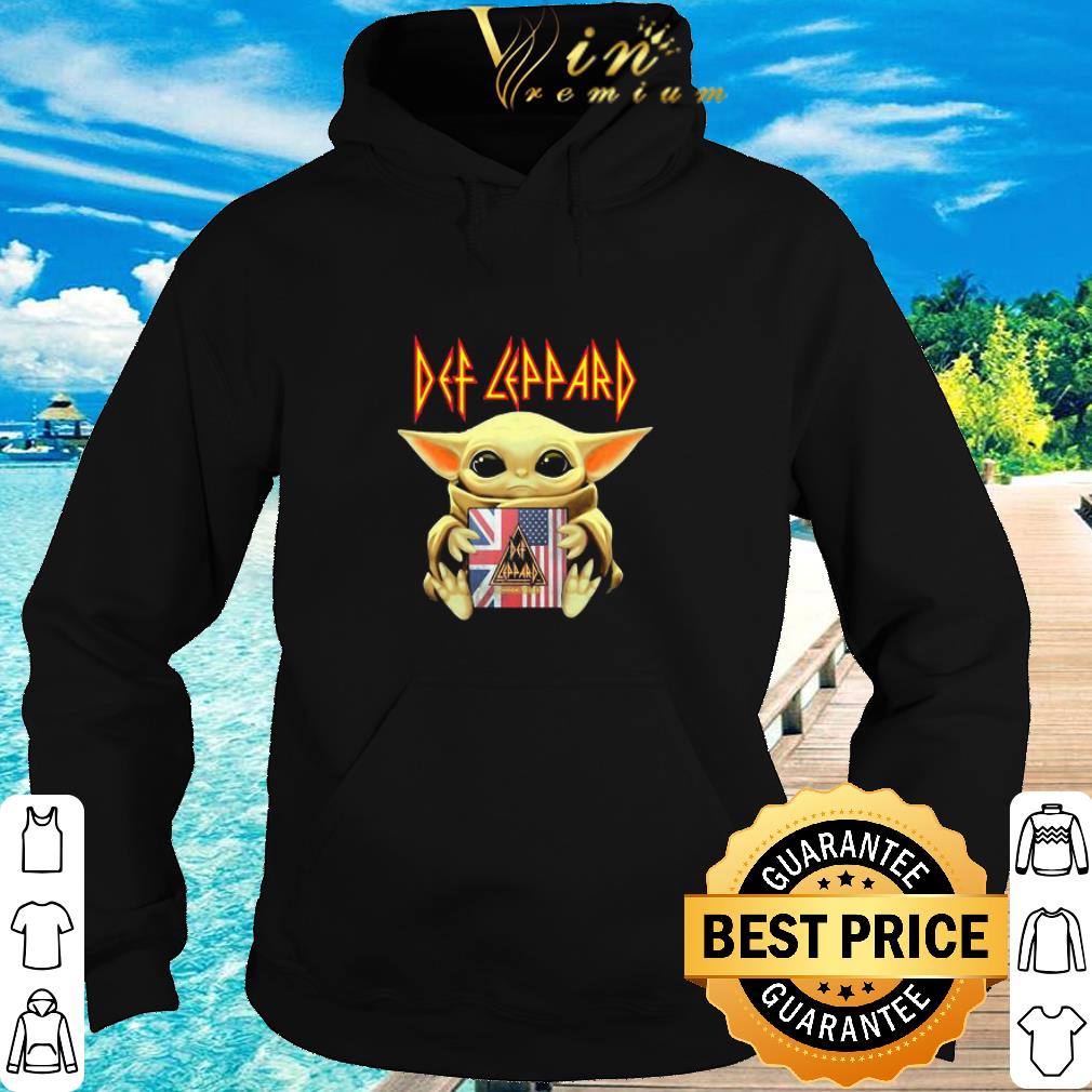 Top Star Wars Baby Yoda Hug Def Leppard American Flag shirt