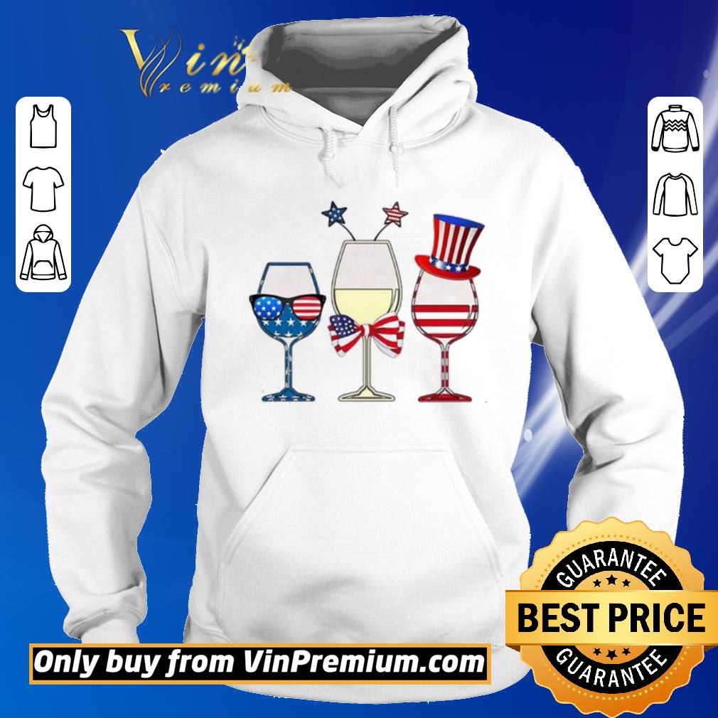 Premium Glasses Of Wine American Flag 4th Of July shirt