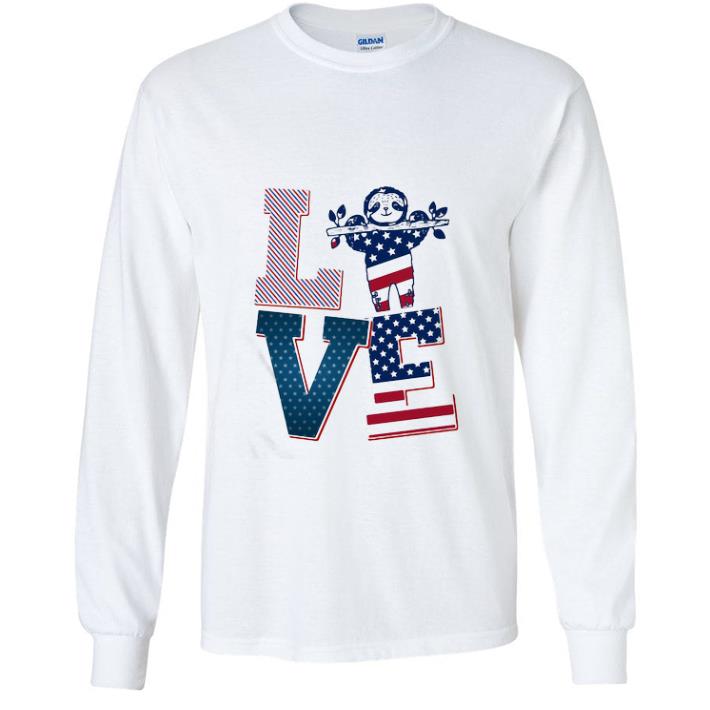 Top Sloth Love American Flag Independence Day shirt