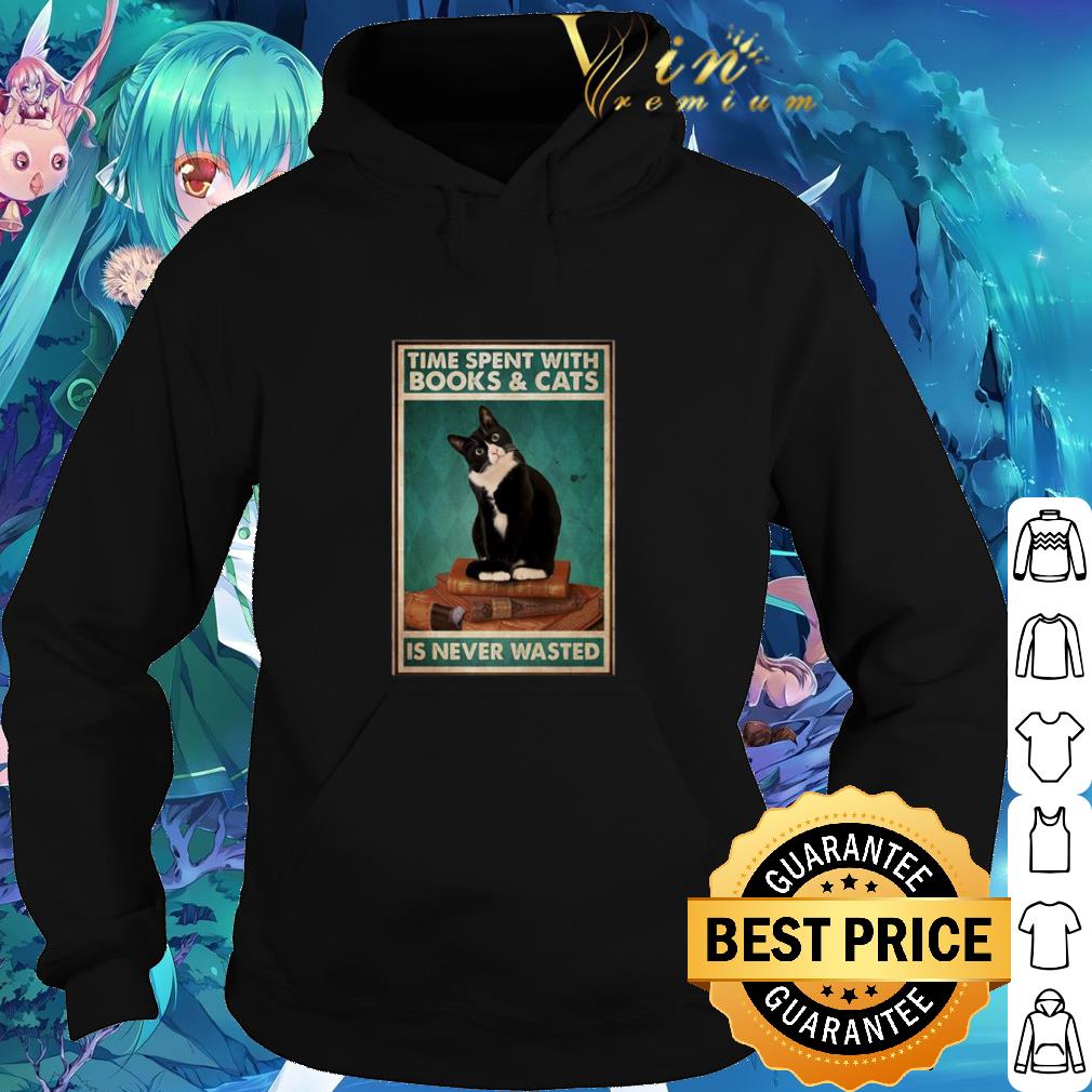 Official Black cat Time Spent With Books And Cats Is Never Wasted shirt