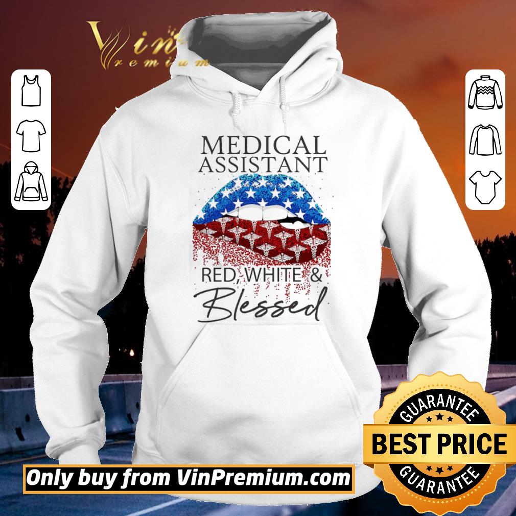 Premium Nurse lip Medical assistant red white and Blessed shirt