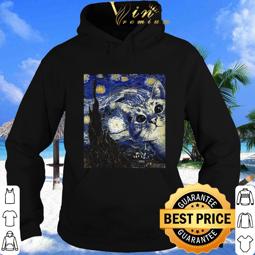 Best Cat Kitten mashup Van Gogh Starry Night shirt