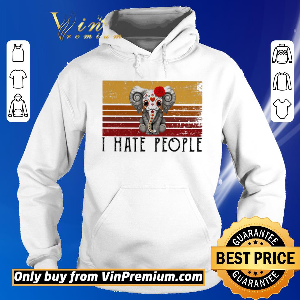 Pretty Hippie Elephant I Hate People Vintage Retro shirt