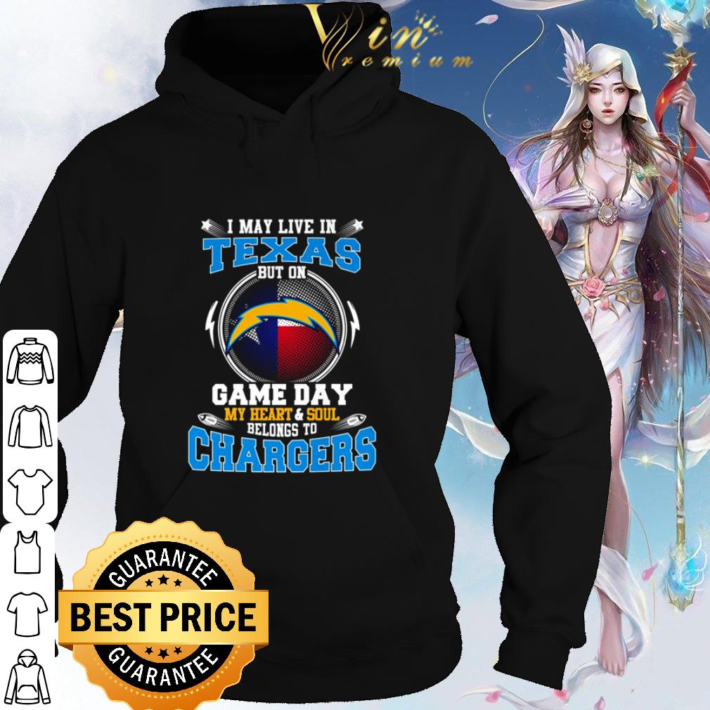 Pretty I may live in Texas but on game day my heart Los Angeles Chargers shirt 5 Pretty I may live in Texas but on game day my heart Los Angeles Chargers shirt