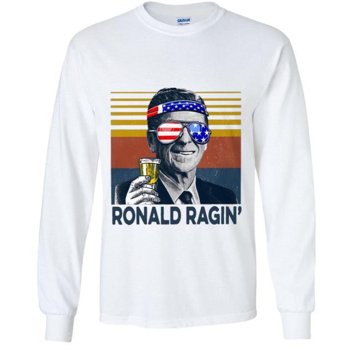 Original Vintage Ronald Ragin’ Drink Beer Independence Day American Flag shirt