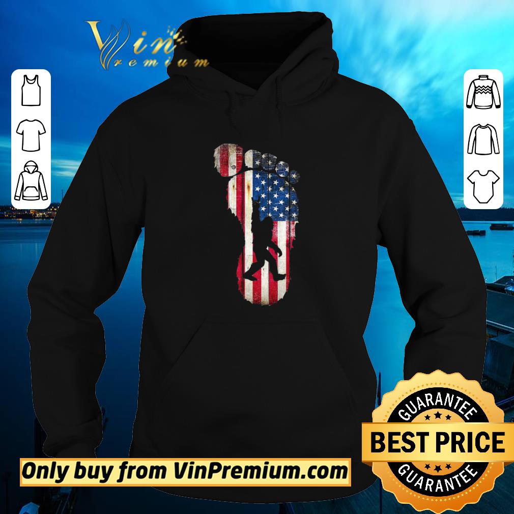 Funny Bigfoot Footprint American Flag Happy 4th Of July shirt