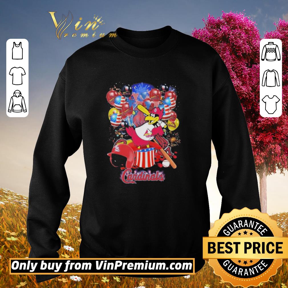Funny Fredbird St. Louis Cardinals Firework Balloon American Flag shirt