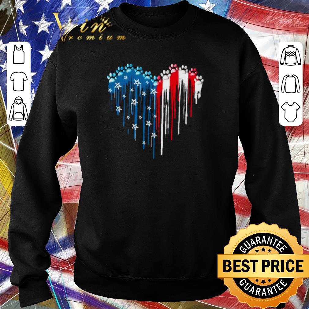 Nice Watercolor Dog Paw Love 4th Of July Independence Day shirt