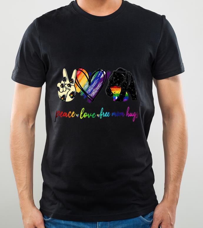 Original LGBT Bear Peace Love Free Mom Hugs shirt
