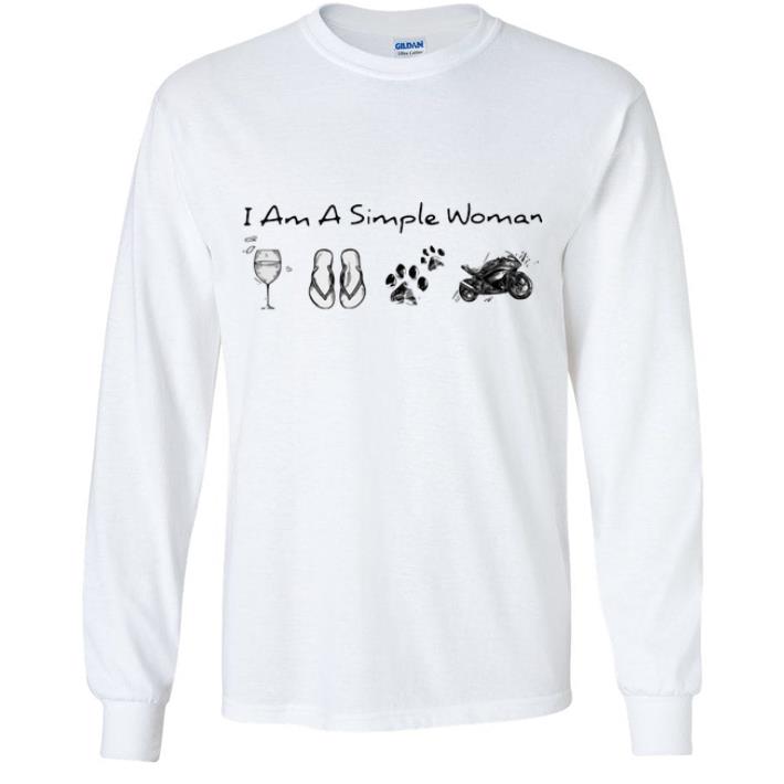 Great I Am A Simple Woman Wine Flop Dog Paw And Motorcycle shirt