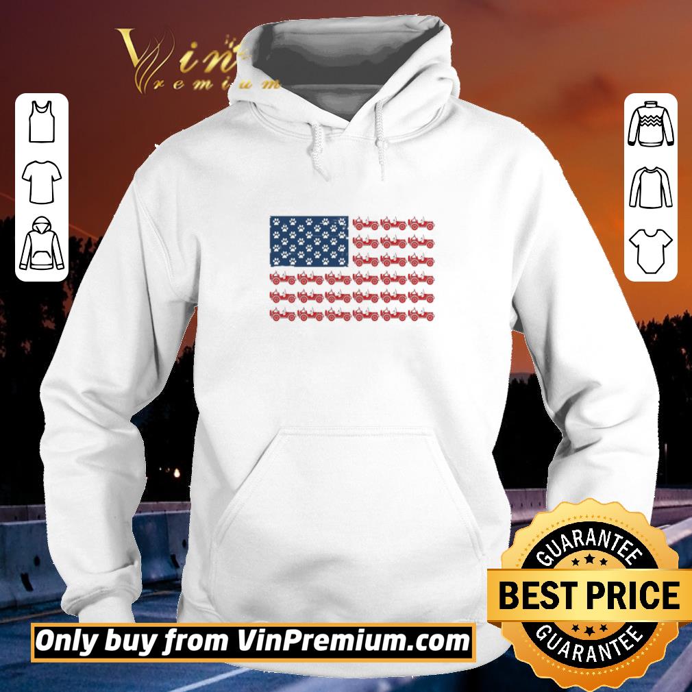 Funny Jeep And Paw Dog American Flag Happy 4th Of July shirt