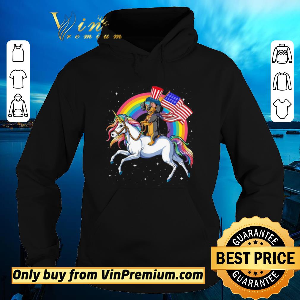 Premium Dachshund Riding Unicorn Happy Independence shirt