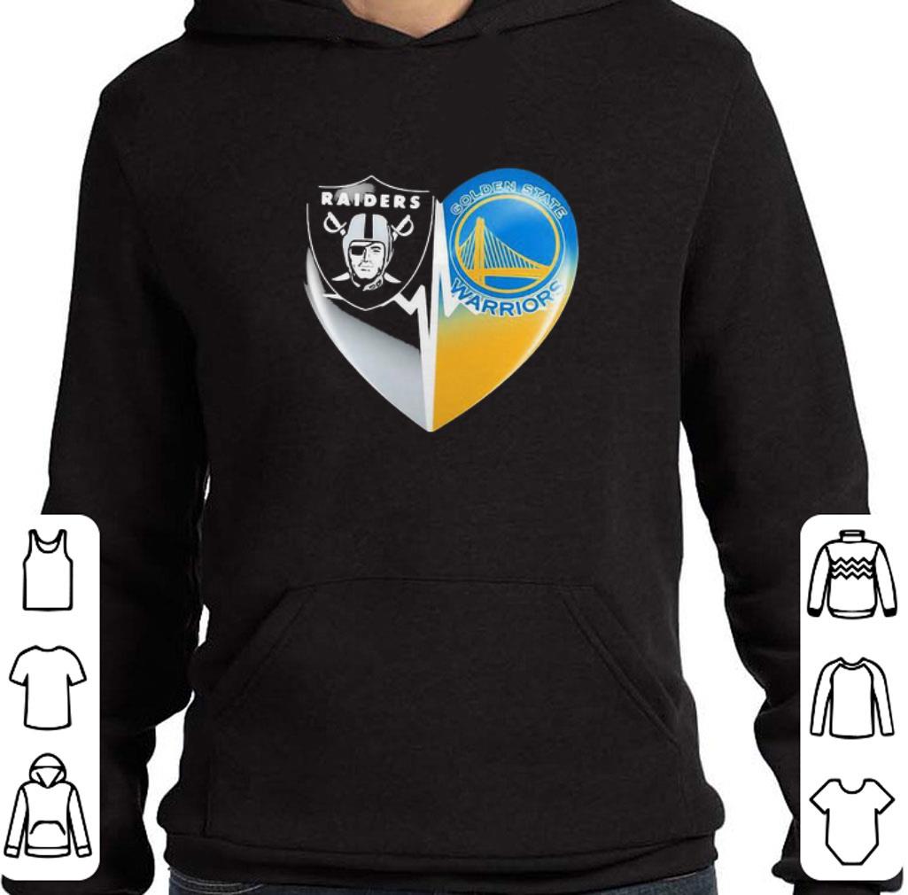 Funny Logo Oakland Raiders And Golden State Warriors Heartbeat Lover shirt 5 Funny Logo Oakland Raiders And Golden State Warriors Heartbeat Lover shirt