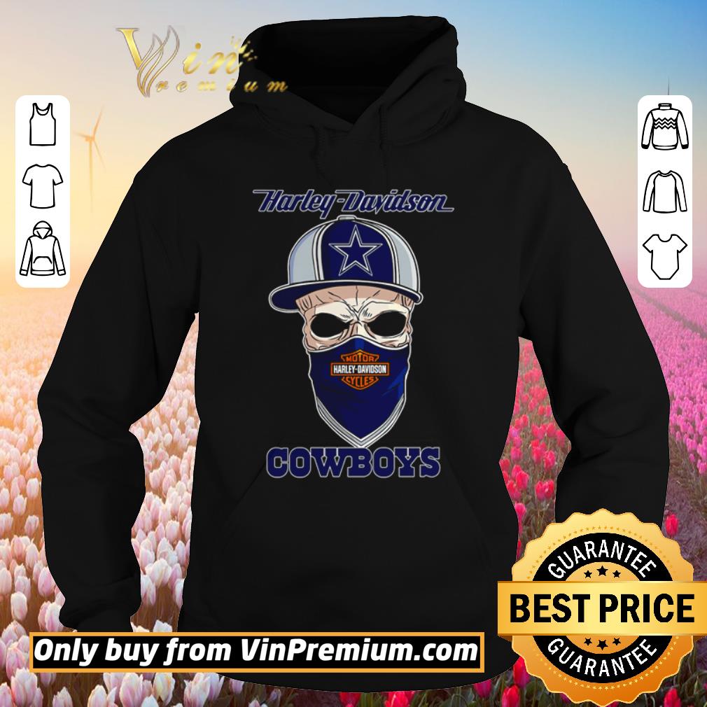 Funny Dallas Cowboys skull wearing Harley-Davidson Cycles mask shirt