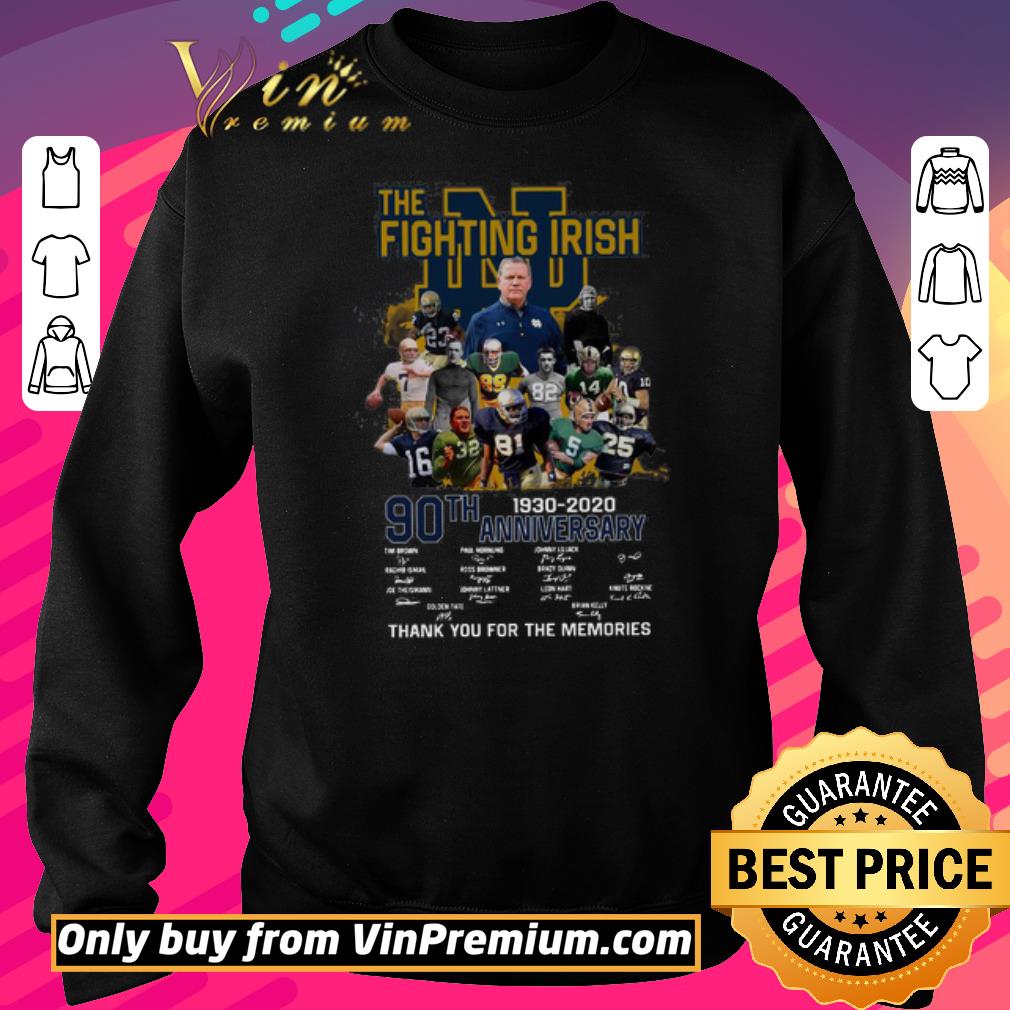Pretty The Fighting Irish 90th Anniversary thank you for the memories signature shirt 5 Pretty The Fighting Irish 90th Anniversary thank you for the memories signature shirt