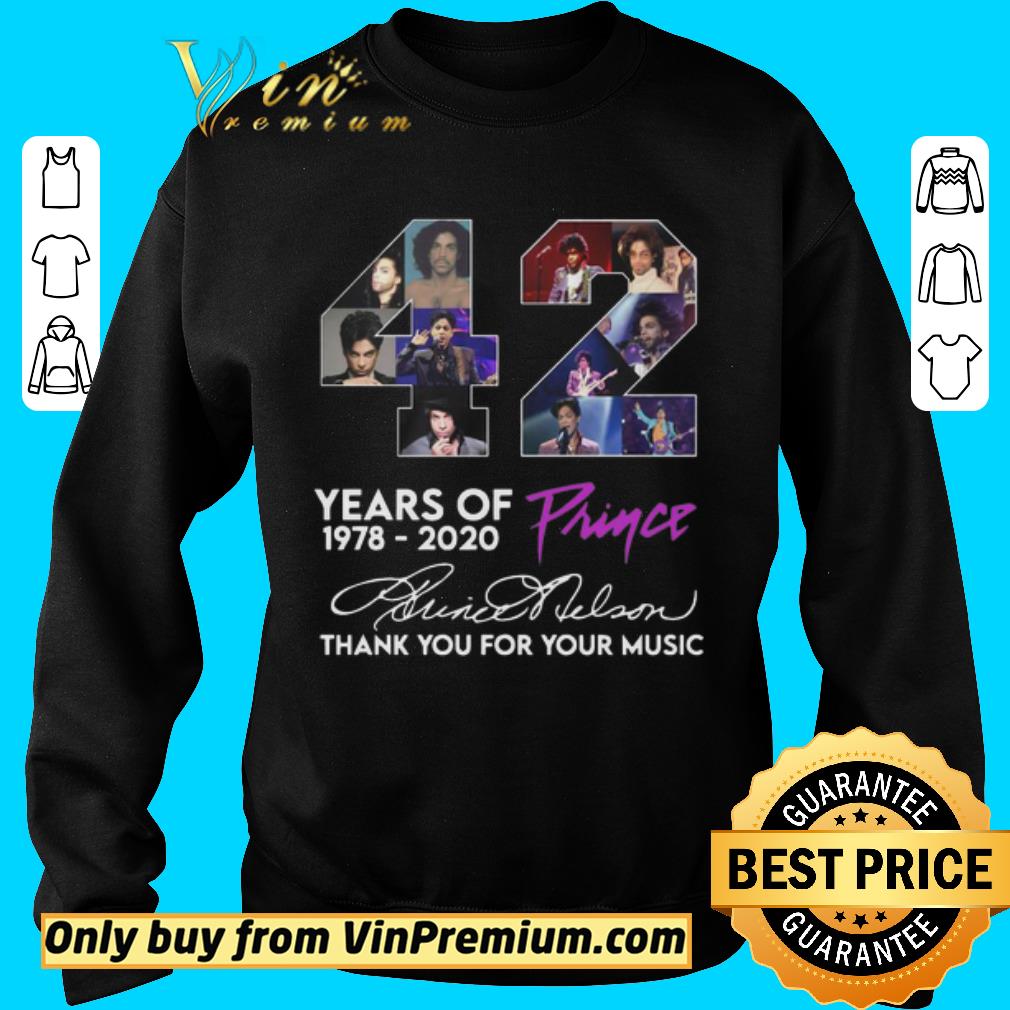 Premium 42 Year Of Prince 1978 2020 Thank You For Your Music Signature shirt
