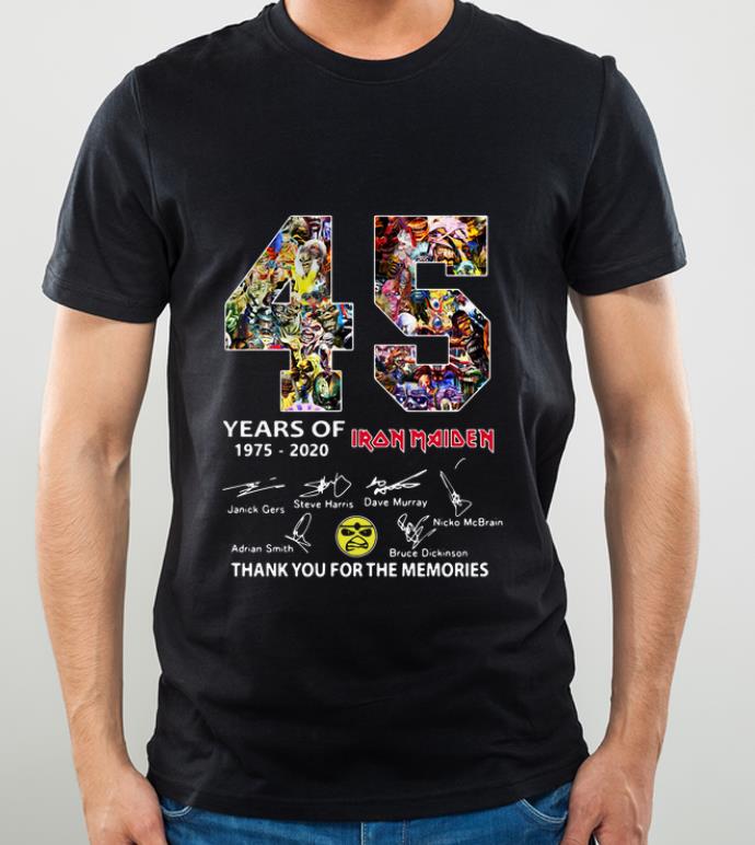 Original 45 Years Of Iron Maiden Signatures Thank You The Memories shirt 5 Original 45 Years Of Iron Maiden Signatures Thank You The Memories shirt