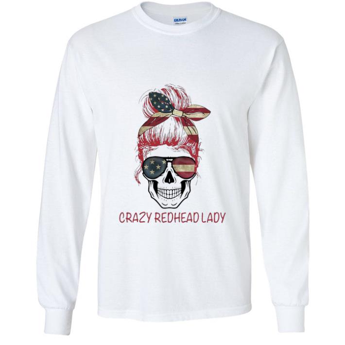 Hot Crazy Redhead Lady Skull American Flag shirt