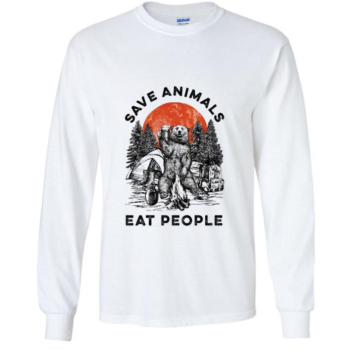 Original Camping Bear Save Animals Eat People Sunset shirt
