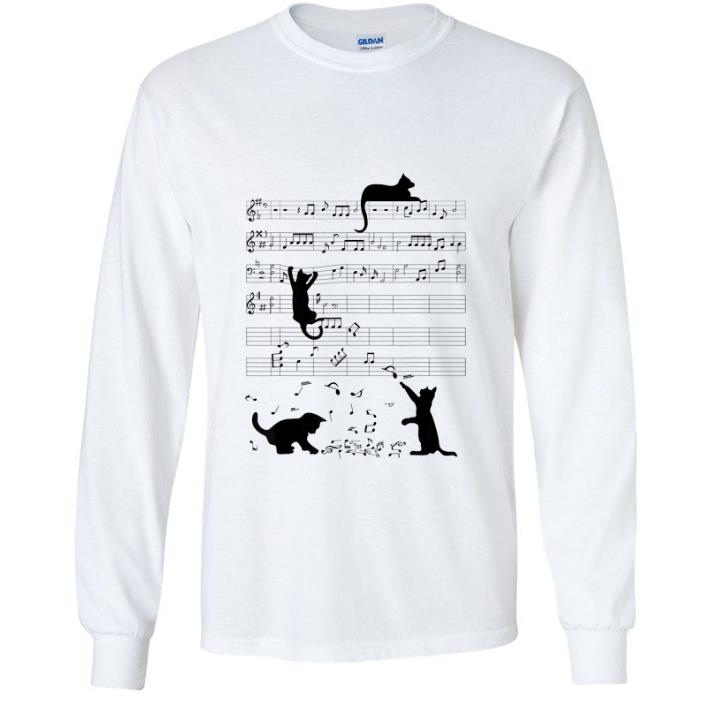 Premium Black Cat Playing Mucsic Note Clef Musician shirt