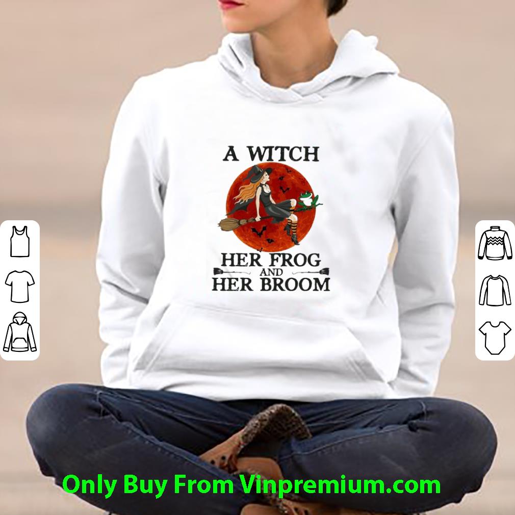 Official A Witch Her Frog And Her Broom Blood Moon shirt