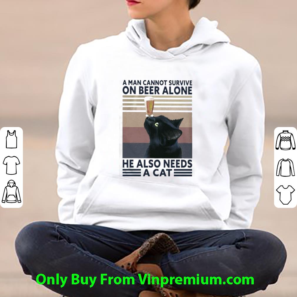 Great Vintage A Man Cannot Survive On Beer Alone He Also Needs A Cat shirt 5 Great Vintage A Man Cannot Survive On Beer Alone He Also Needs A Cat shirt