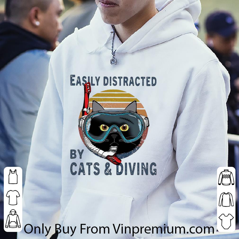Great Vintage Easily Distracted By Cats And Diving shirt