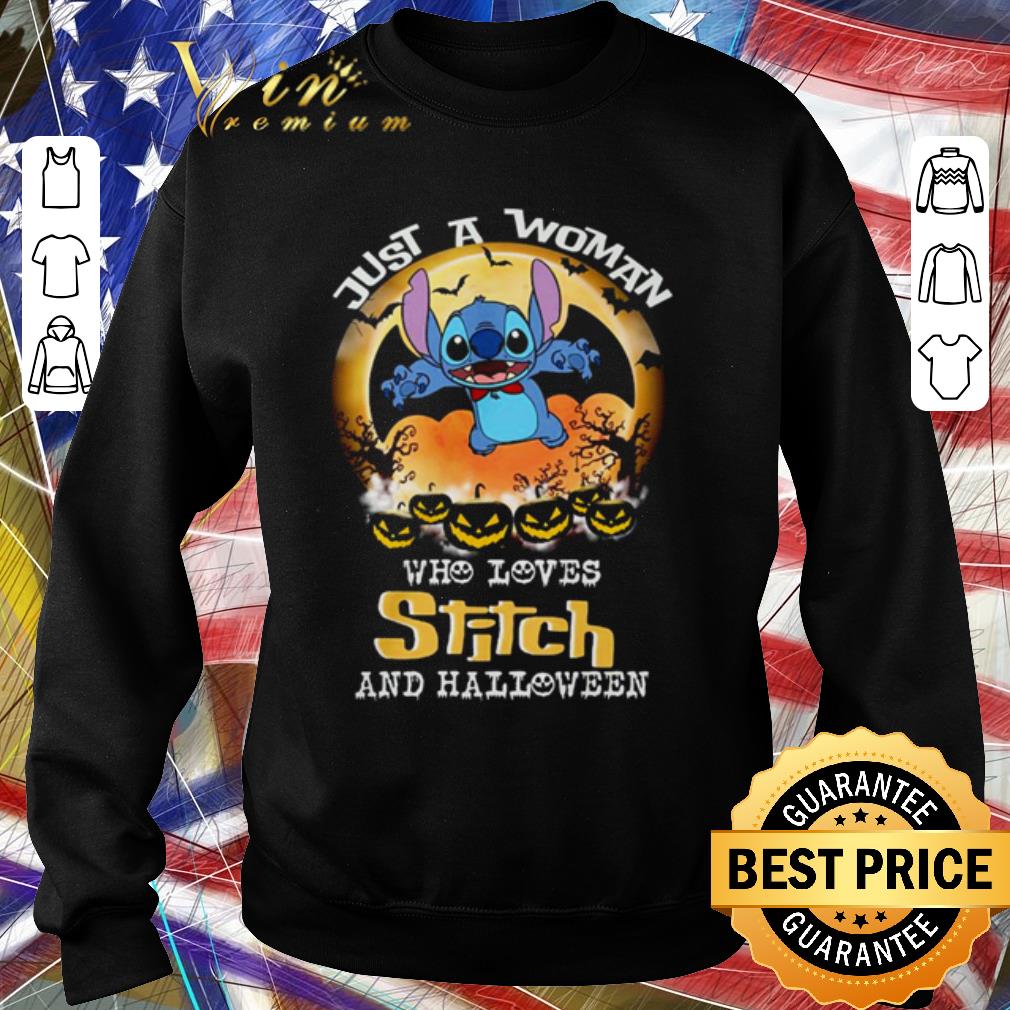 Premium Disney just a woman who loves stitch and Halloween blood moon shirt 5 Premium Disney just a woman who loves stitch and Halloween blood moon shirt