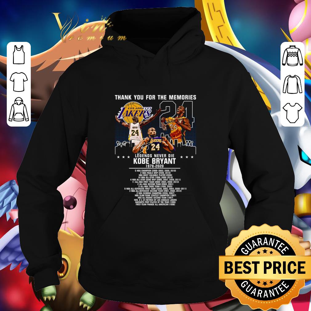 Premium Thank You For The Memories Lakers 24 Legends Never Die Kobe Bryant shirt