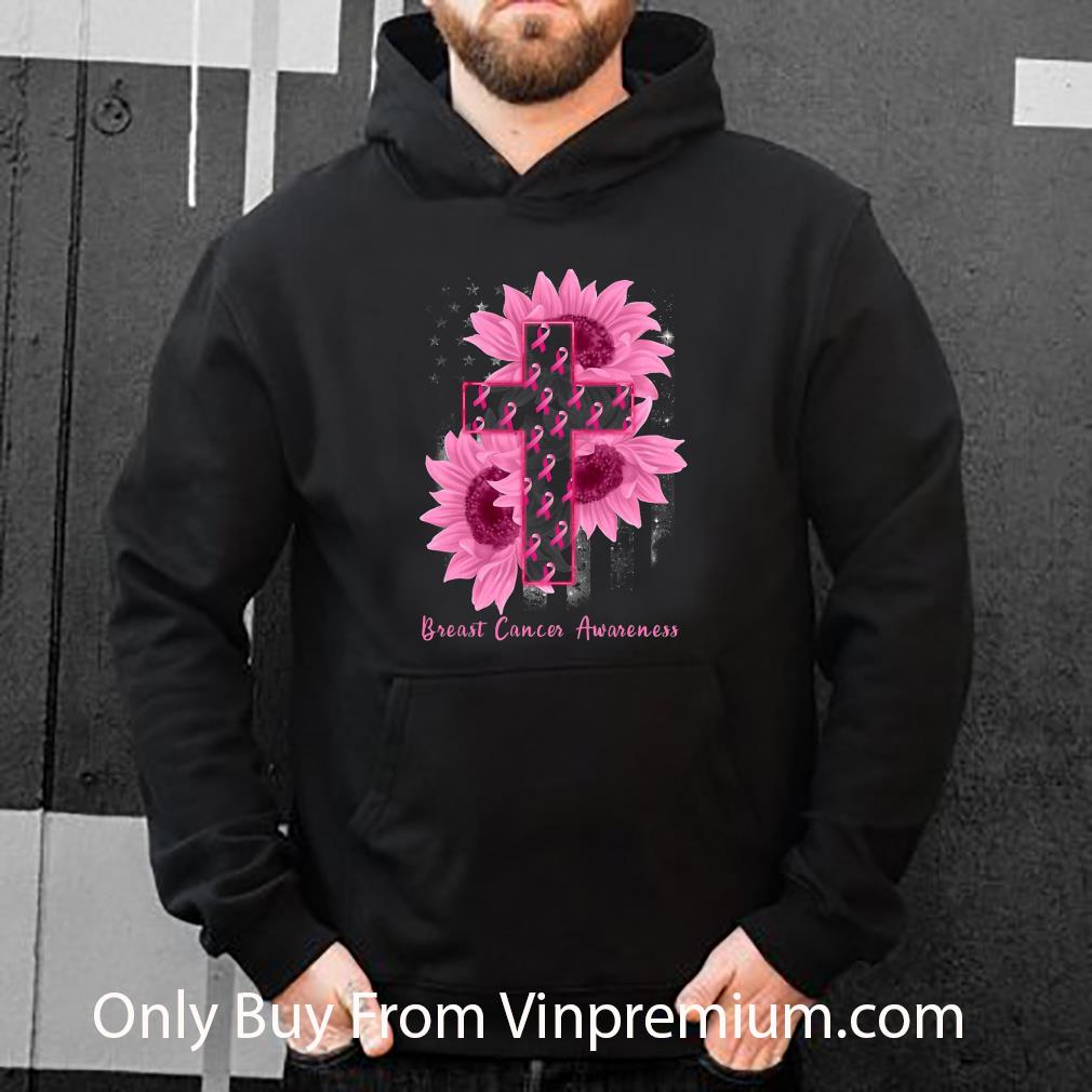 Official Sunflower American Flag Breast Cancer Awareness shirt