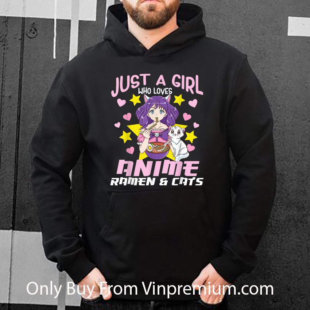 Pretty Just A Girl Who Loves Anime Ramen And Cats shirt 5 Pretty Just A Girl Who Loves Anime Ramen And Cats shirt