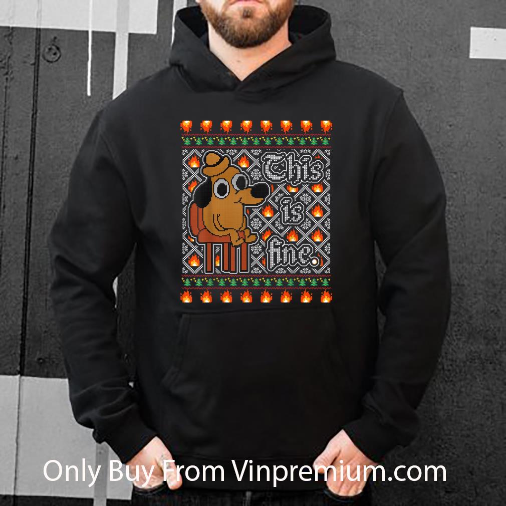 Premium This Is Fine Dog Meme Ugly Christmas shirt