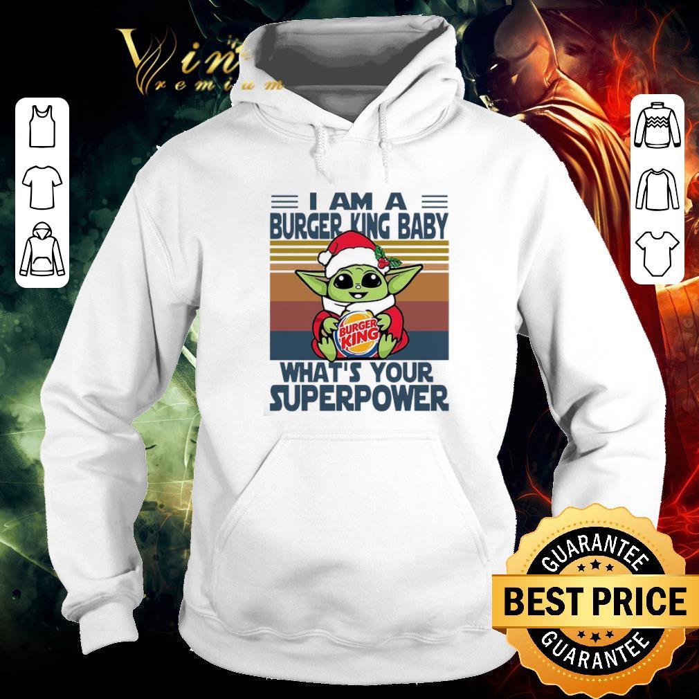 Nice Baby Yoda Santa Hug Burger King What’s Your Superpower Vintage Retro Christmas Sweater shirt