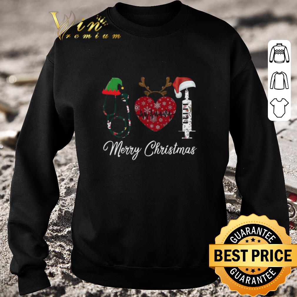 Hot Merry Christmas Nursing Elf Reindeer Santa Hat Stethoscope Sweater shirt 5 Hot Merry Christmas Nursing Elf Reindeer Santa Hat Stethoscope Sweater shirt