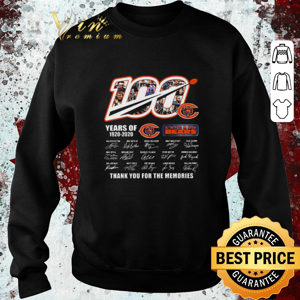 Top 100 Chicago Bears Years Of 1920 2020 Thank You For The Memories Signatures shirt