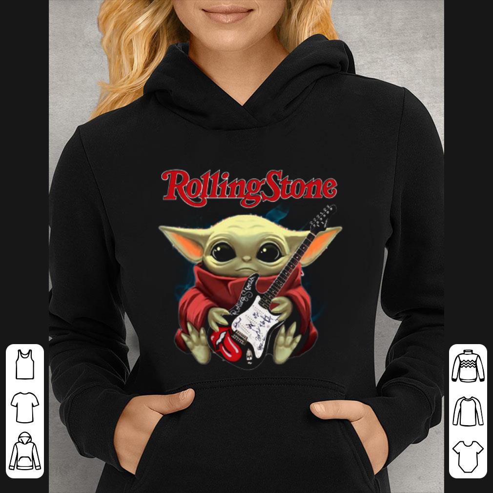 Awesome Baby Yoda hug The Rolling Stone guitar Star Wars shirt