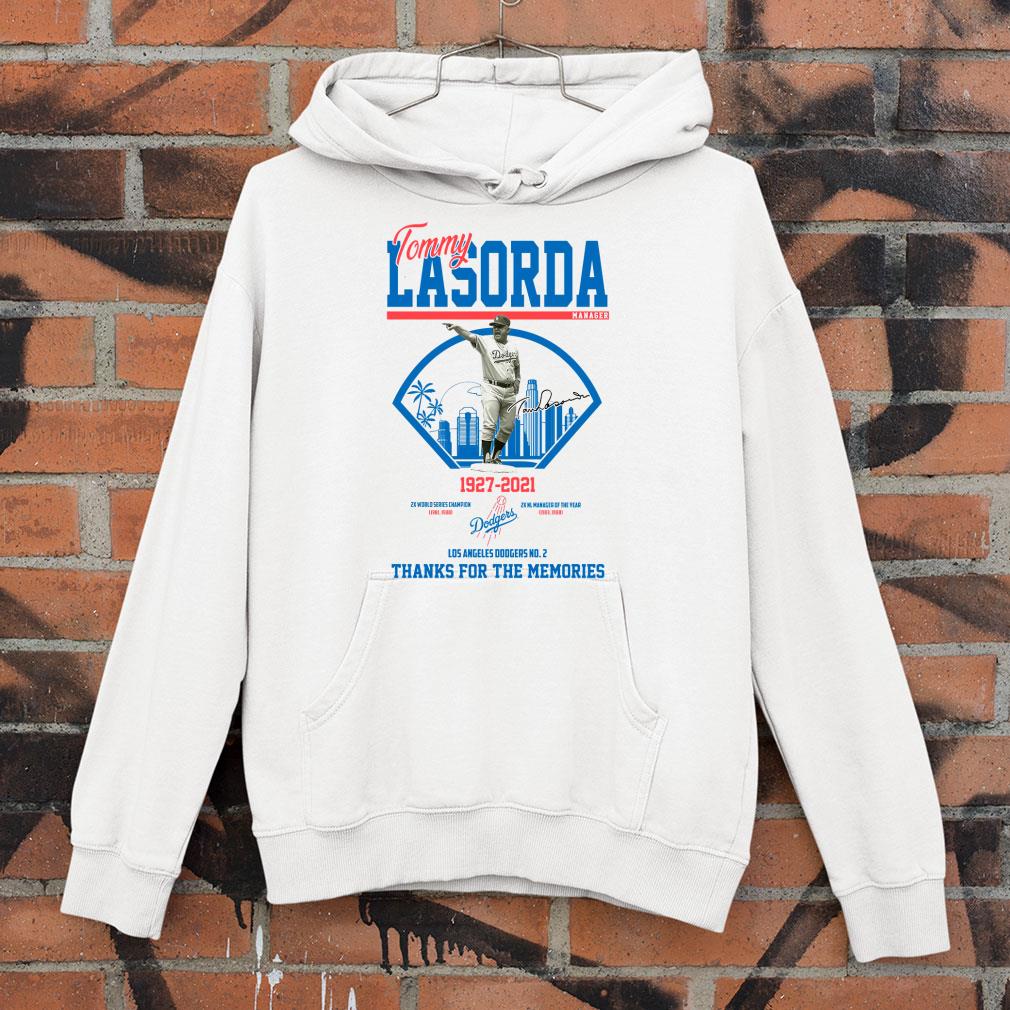 Original Los Angeles Dodgers No.2 Tommy Lasorda manager 1927-2021 Signed shirt 7 Los Angeles Dodgers No.2 Tommy Lasorda manager 1927-2021 Signed shirt